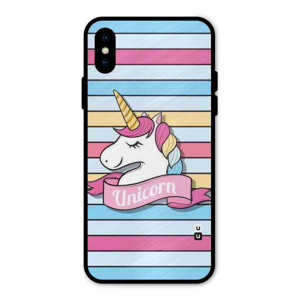Unicorn Stripes Metal Back Case for iPhone X
