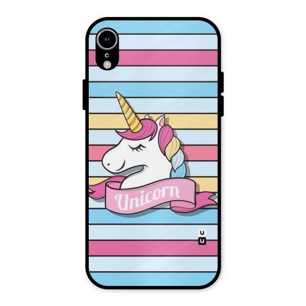 Unicorn Stripes Metal Back Case for iPhone XR