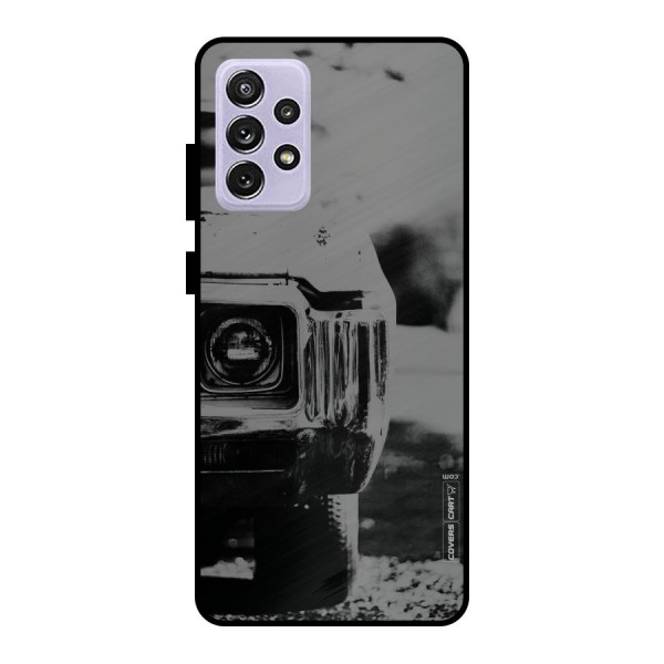 Vintage Car Black and White Metal Back Case for Galaxy A72