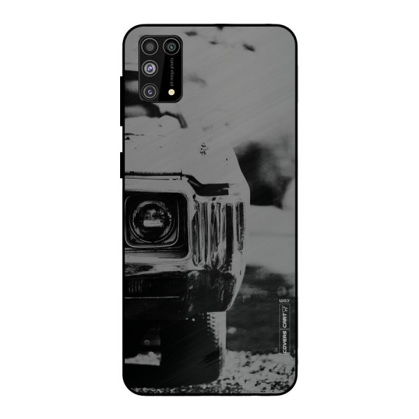 Vintage Car Black and White Metal Back Case for Galaxy F41