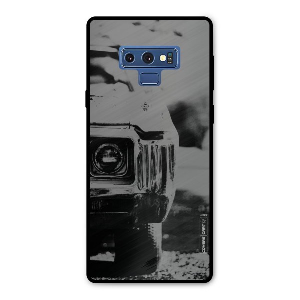 Vintage Car Black and White Metal Back Case for Galaxy Note 9