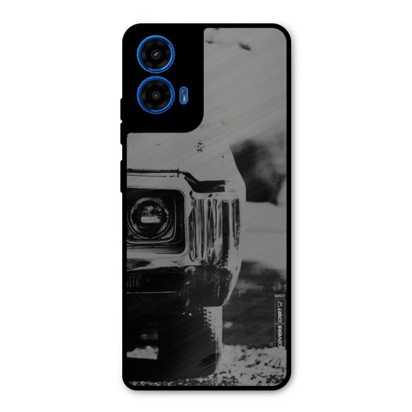 Vintage Car Black and White Metal Back Case for Moto G45