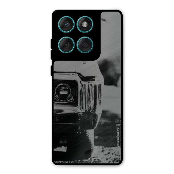 Vintage Car Black and White Metal Back Case for Motorola Edge 60
