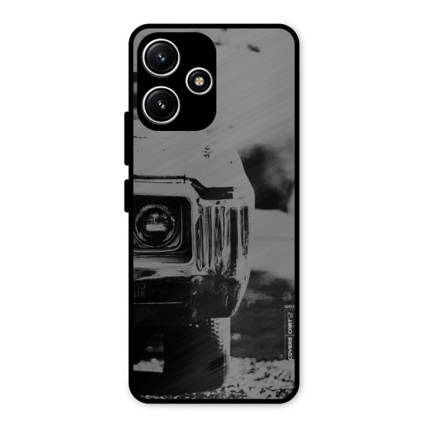 Vintage Car Black and White Metal Back Case for Redmi 12 5G