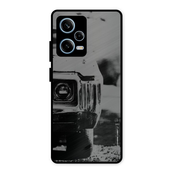 Vintage Car Black and White Metal Back Case for Redmi Note 12 Pro
