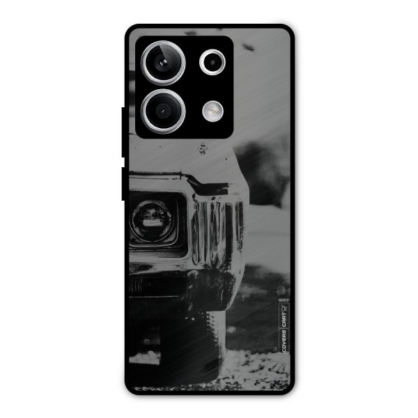 Vintage Car Black and White Metal Back Case for Redmi Note 13 5G
