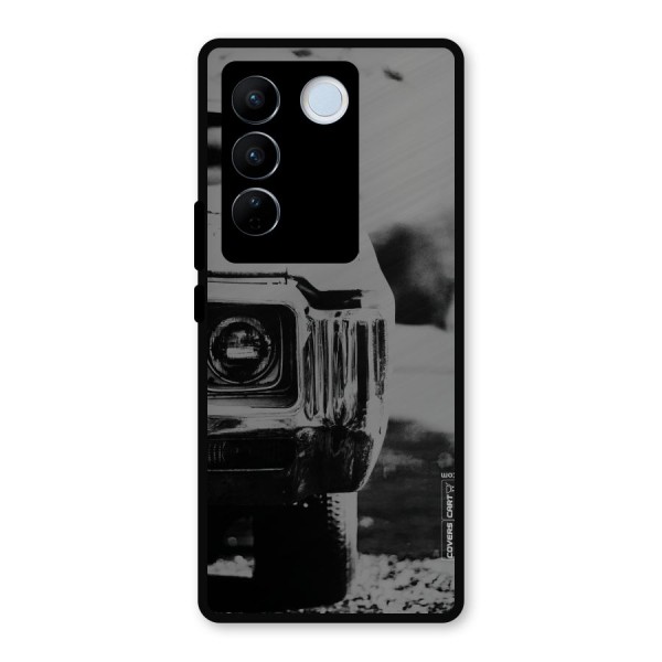 Vintage Car Black and White Metal Back Case for Vivo V27