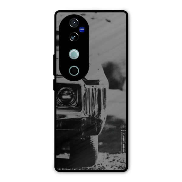Vintage Car Black and White Metal Back Case for Vivo V40