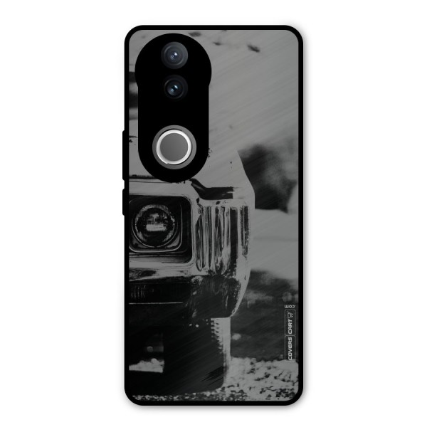 Vintage Car Black and White Metal Back Case for Vivo V50e