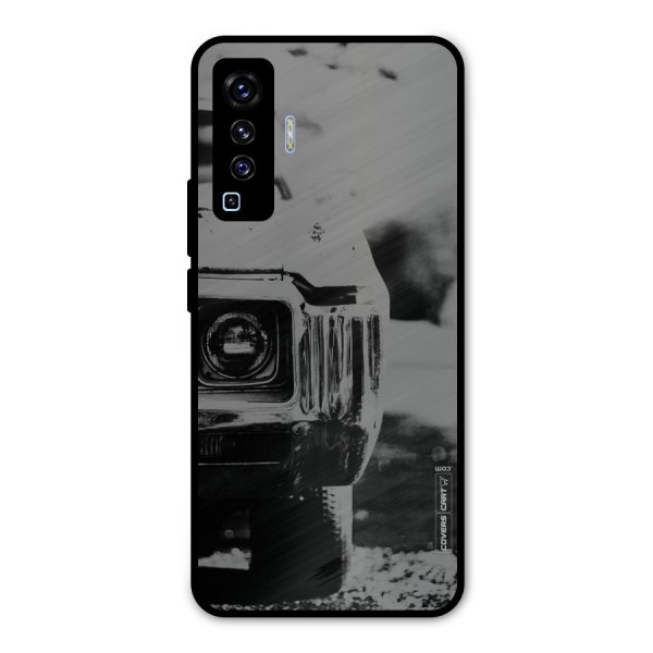 Vintage Car Black and White Metal Back Case for Vivo X50