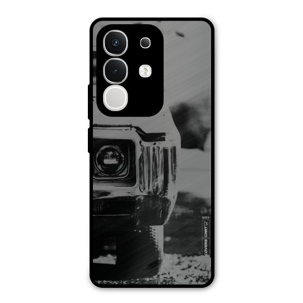 Vintage Car Black and White Metal Back Case for iQOO Z10x