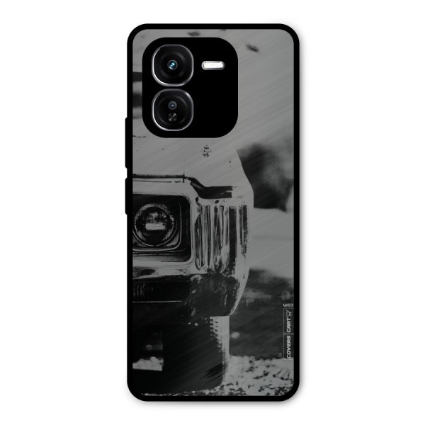 Vintage Car Black and White Metal Back Case for iQOO Z9x