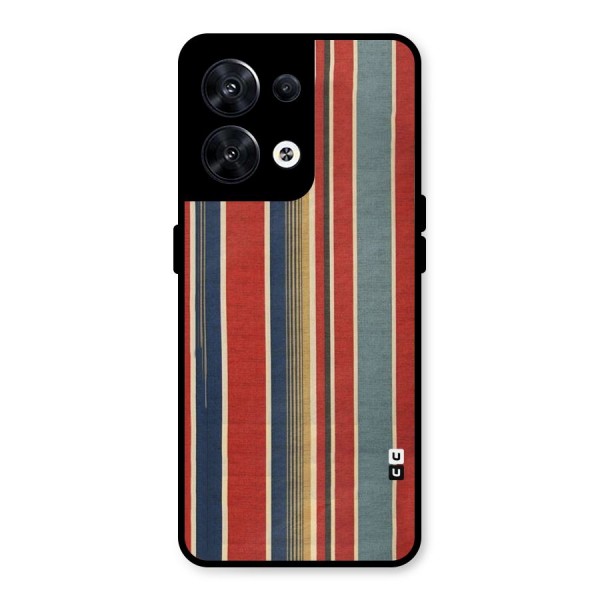 Vintage Disort Stripes Metal Back Case for Oppo Reno8 5G