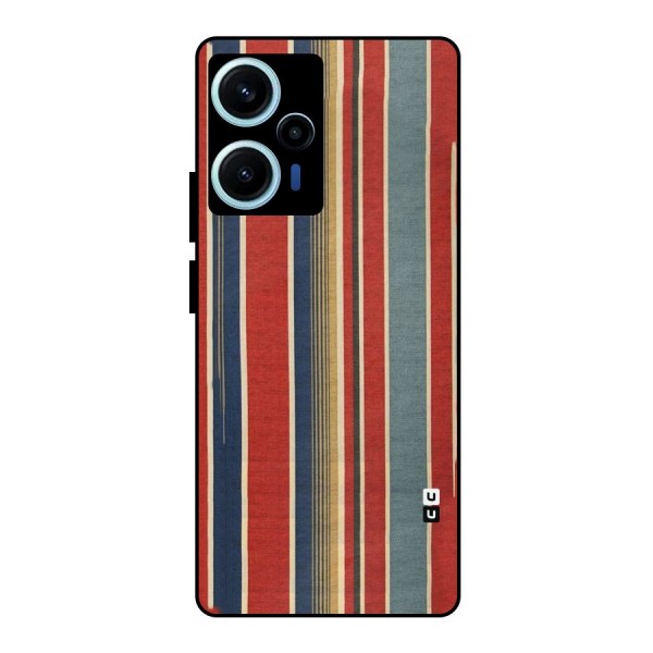 Vintage Disort Stripes Metal Back Case for Poco F5
