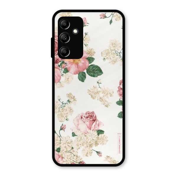 Vintage Floral Pattern Metal Back Case for Galaxy A14 5G