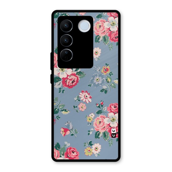 Vintage Flower Pattern Metal Back Case for Vivo V27