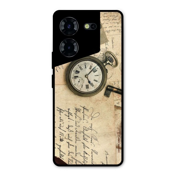 Vintage Key And Compass Metal Back Case for Tecno Pova 5 Pro 5G