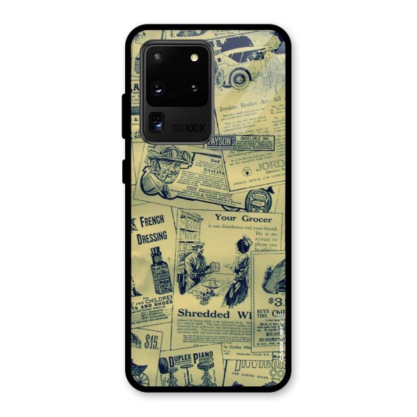 Vintage Newspaper Cutouts Glass Back Case for Galaxy S20 Ultra