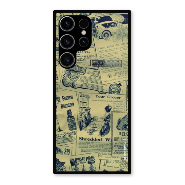 Vintage Newspaper Cutouts Metal Back Case for Galaxy S23 Ultra