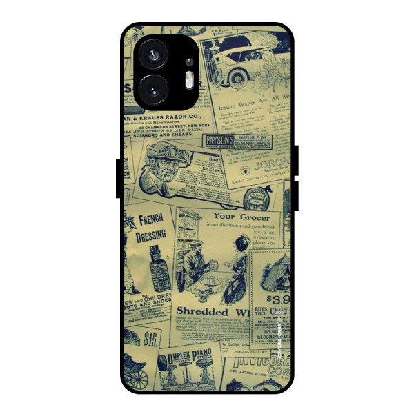 Vintage Newspaper Cutouts Metal Back Case for Nothing Phone 2