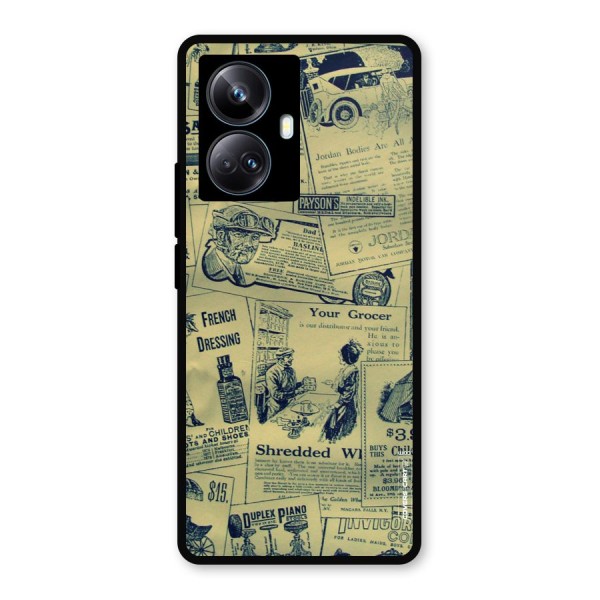Vintage Newspaper Cutouts Metal Back Case for Realme 10 Pro Plus
