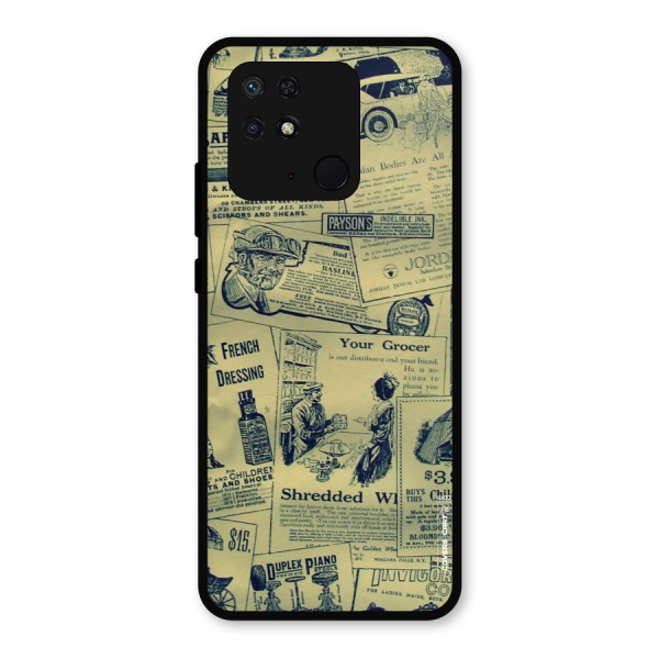 Vintage Newspaper Cutouts Metal Back Case for Redmi 10 Power