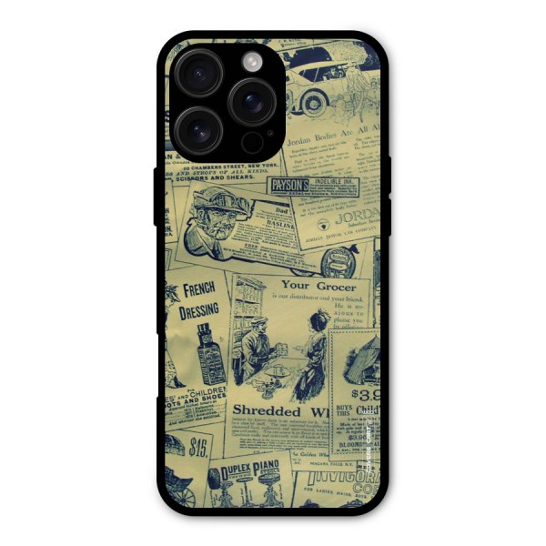 Vintage Newspaper Cutouts Metal Back Case for iPhone 16 Pro Max