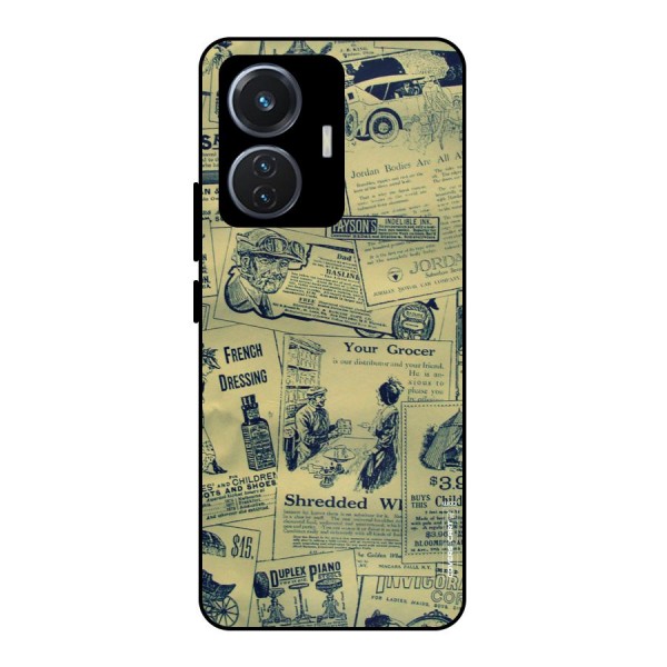 Vintage Newspaper Cutouts Metal Back Case for iQOO Z6 44W