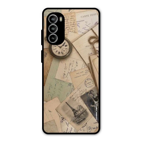 Vintage Postcards Metal Back Case for Moto G52