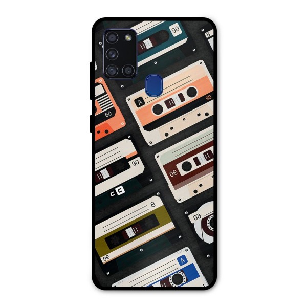Vintage Retro Cassettes Metal Back Case for Galaxy A21s