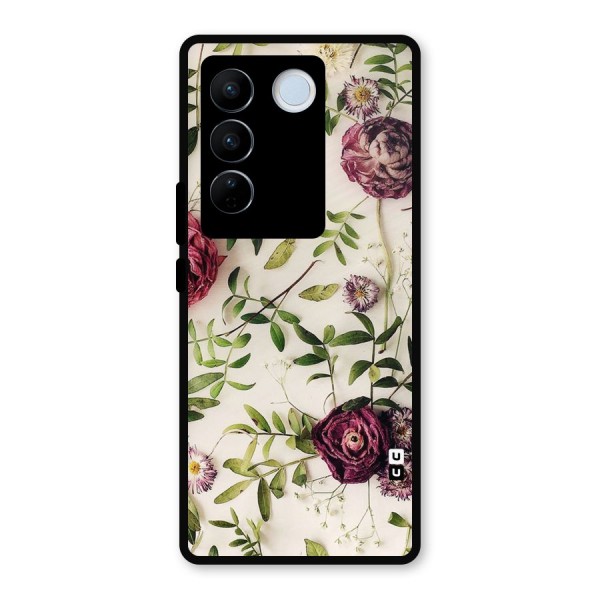 Vintage Rust Floral Metal Back Case for Vivo V27