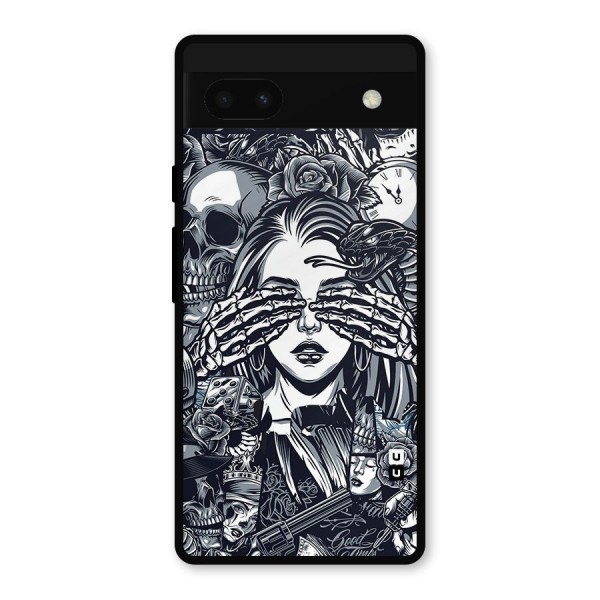 Vintage Skulls and Girl Style Metal Back Case for Google Pixel 6a