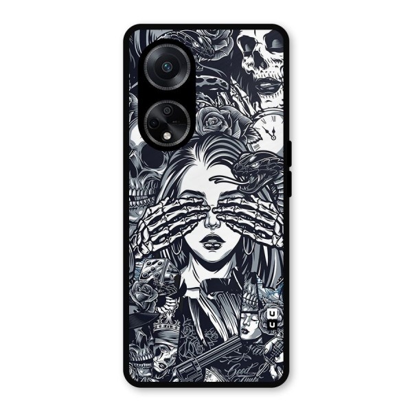 Vintage Skulls and Girl Style Metal Back Case for Oppo F23