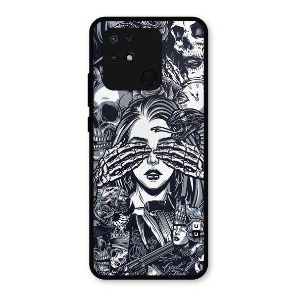 Vintage Skulls and Girl Style Metal Back Case for Redmi 10 Power