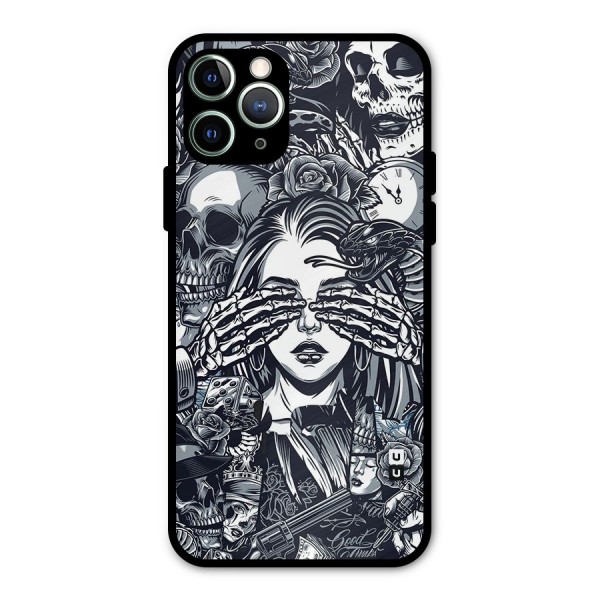 Vintage Skulls and Girl Style Metal Back Case for iPhone 11 Pro Max