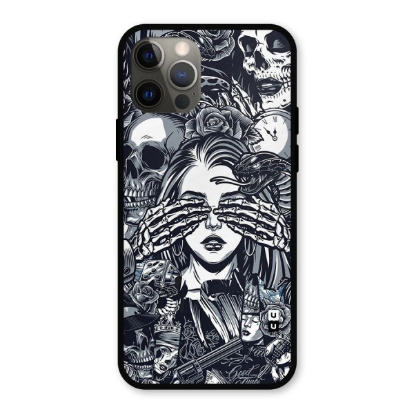 Vintage Skulls and Girl Style Metal Back Case for iPhone 12 Pro
