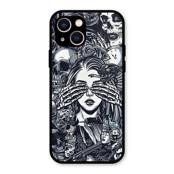 Vintage Skulls and Girl Style Metal Back Case for iPhone 13