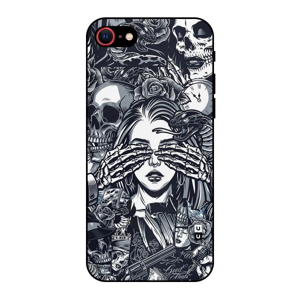 Vintage Skulls and Girl Style Metal Back Case for iPhone SE 2022