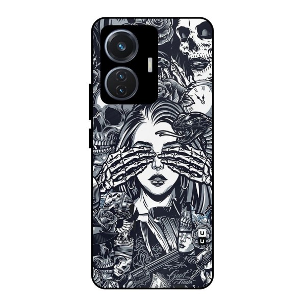 Vintage Skulls and Girl Style Metal Back Case for iQOO Z6 44W