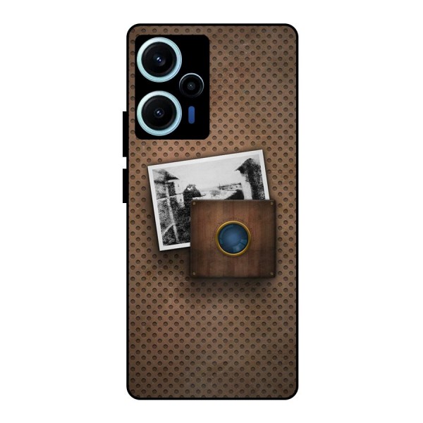 Vintage Wood Camera Metal Back Case for Poco F5