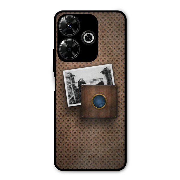 Vintage Wood Camera Metal Back Case for Poco M6 Plus