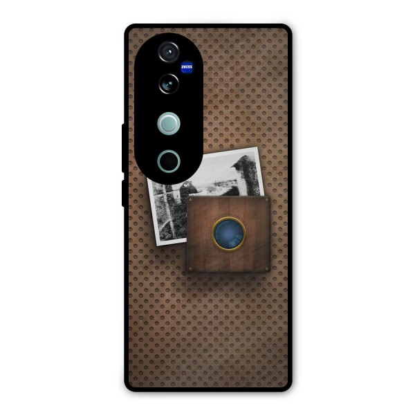 Vintage Wood Camera Metal Back Case for Vivo V40 Pro