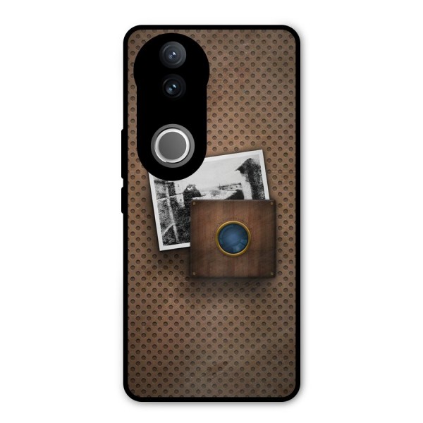 Vintage Wood Camera Metal Back Case for Vivo V50e