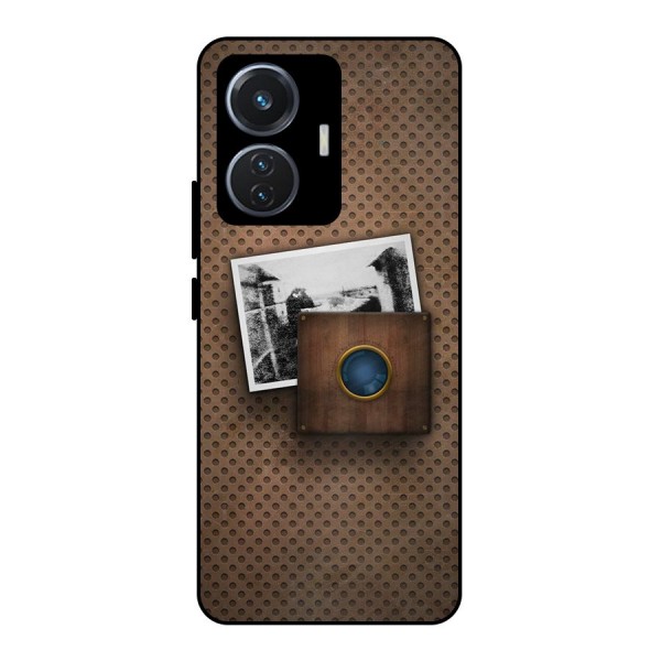 Vintage Wood Camera Metal Back Case for iQOO Z6 44W