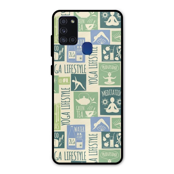 Vintage Yoga Lifestyle Metal Back Case for Galaxy A21s