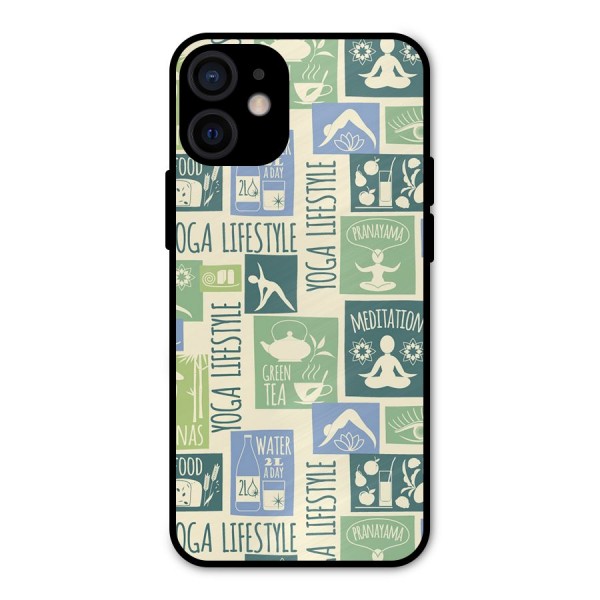 Vintage Yoga Lifestyle Metal Back Case for iPhone 12 Mini