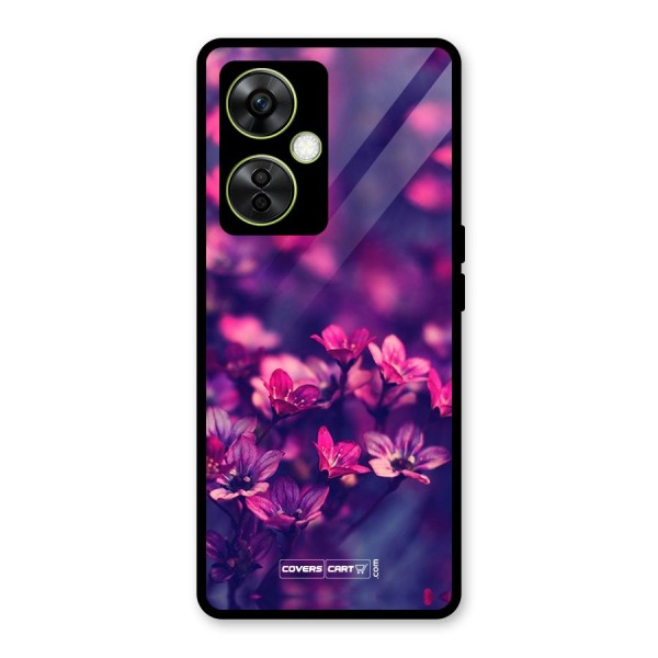 Violet Floral Glass Back Case for OnePlus Nord CE 3 Lite