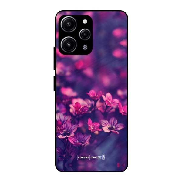 Violet Floral Glass Back Case for Redmi 12 4G