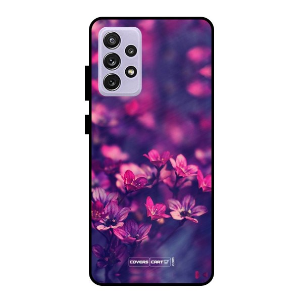 Violet Floral Metal Back Case for Galaxy A72