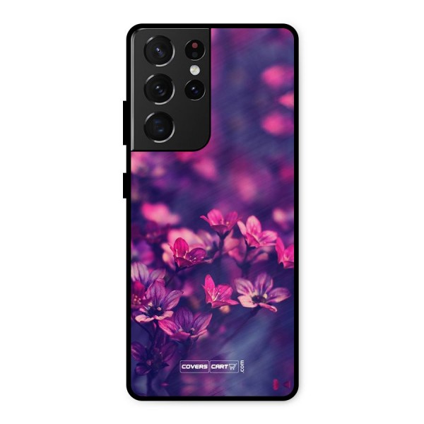 Violet Floral Metal Back Case for Galaxy S21 Ultra 5G